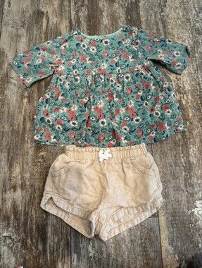 Baby gap floral shirt and old navy shorts both size 18-24 months girls kids baby